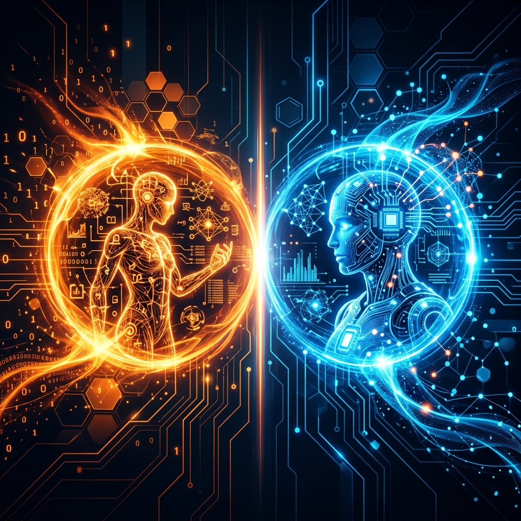 Digital illustration comparing Notion AI and ChatGPT